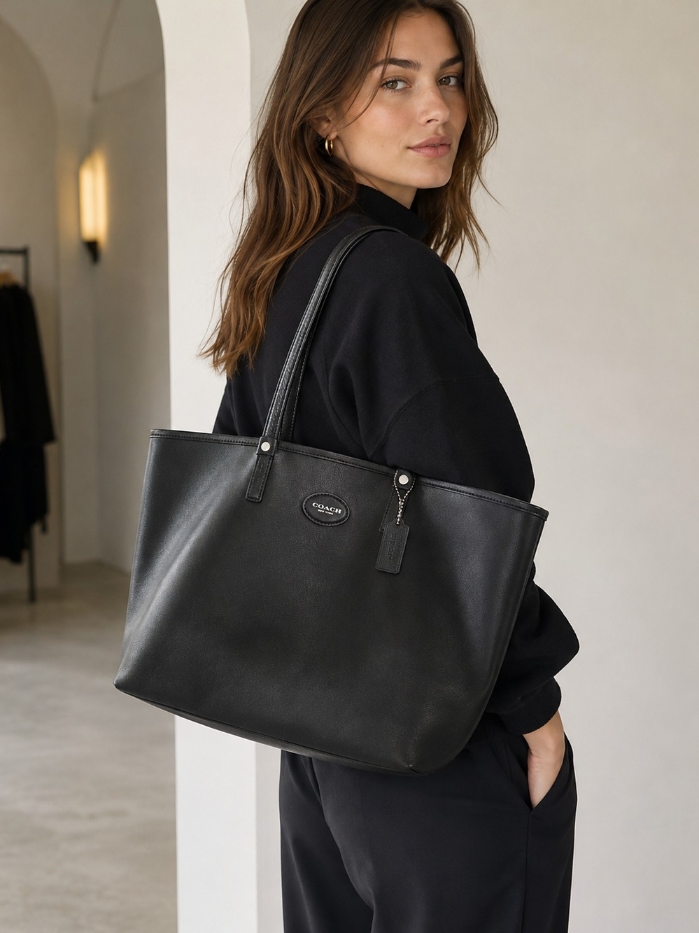 Coach Black Leather Tote - REPAIRED